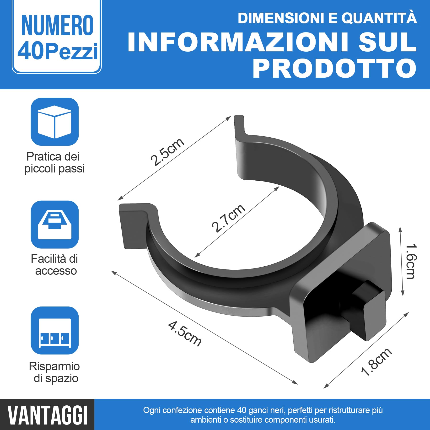 40 Pezzi Ganci per Zoccolo Cucina da 27 mm, Clip Universali in ABS per Battiscopa e Zoccolini, Compatibili con Piedini Regolabili 27–33 mm, Facili da Installare, Ricambi per Mobili Cucina