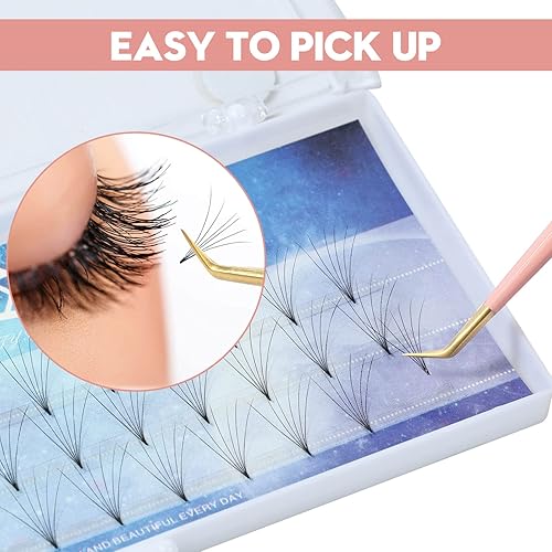 Miniatura 6 de Pinzas para extensiones de pestañas, pinzas de pestañas de precisión de 45 grados para volumen de pestañas clásicas prefabricadas