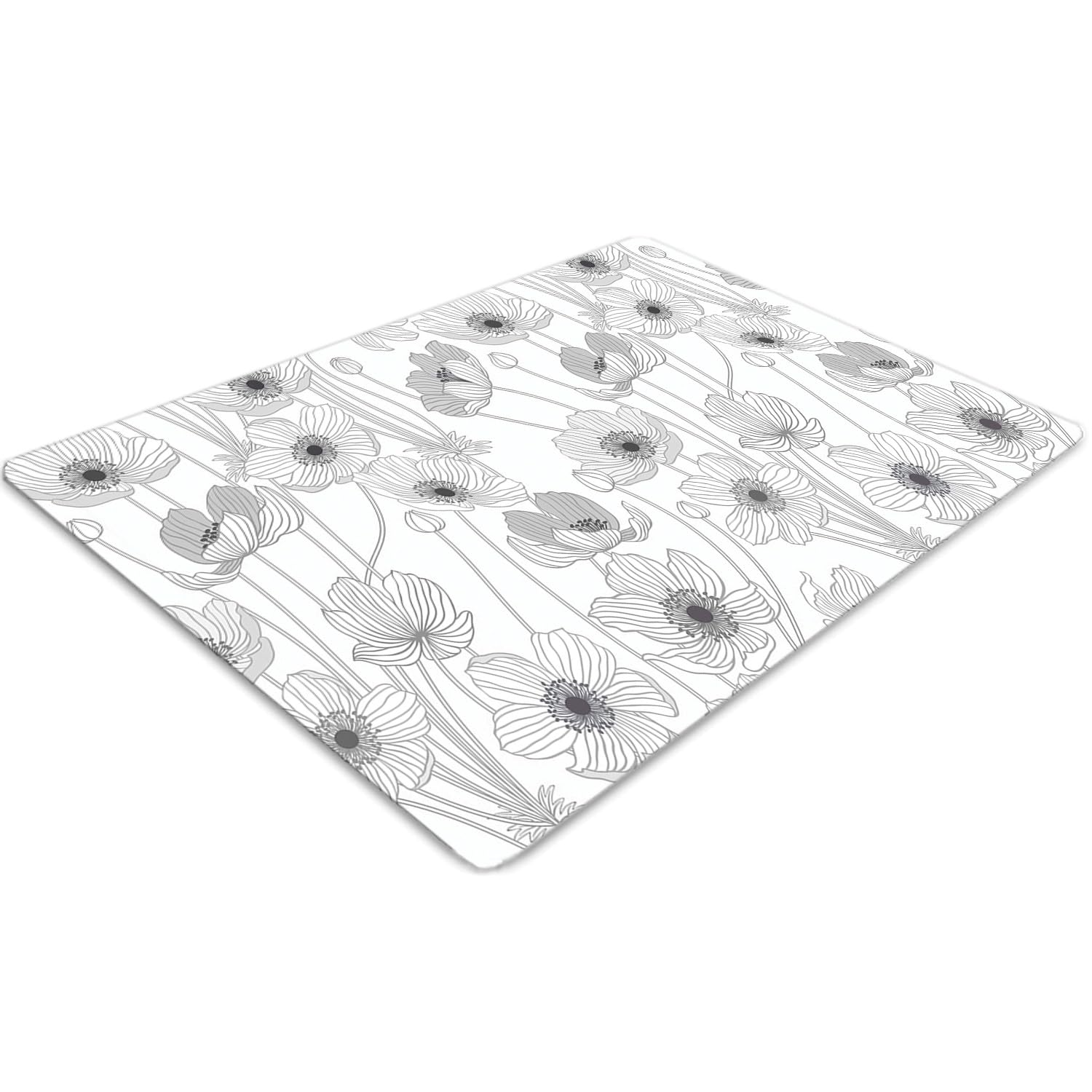 Tapis de chaise pour bureau et maison protège-sol 120x90cm motif coquelicot