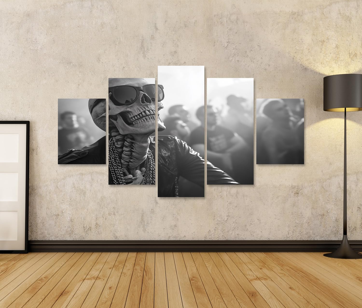 islandburner Bild auf Leinwand Skelett mit Sonnenbrille auf Konzert Bilder Wandbilder Poster