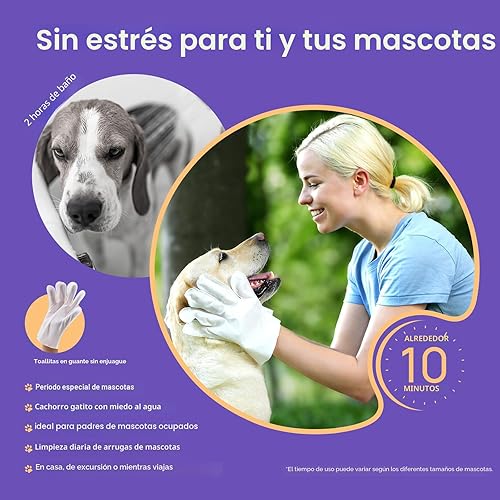 Miniatura 5 de HICC PET Toallitas desodorizantes de limpieza para perros y gatos, toallitas hipoalergénicas de limpieza e hidratación para mascotas, toallitas