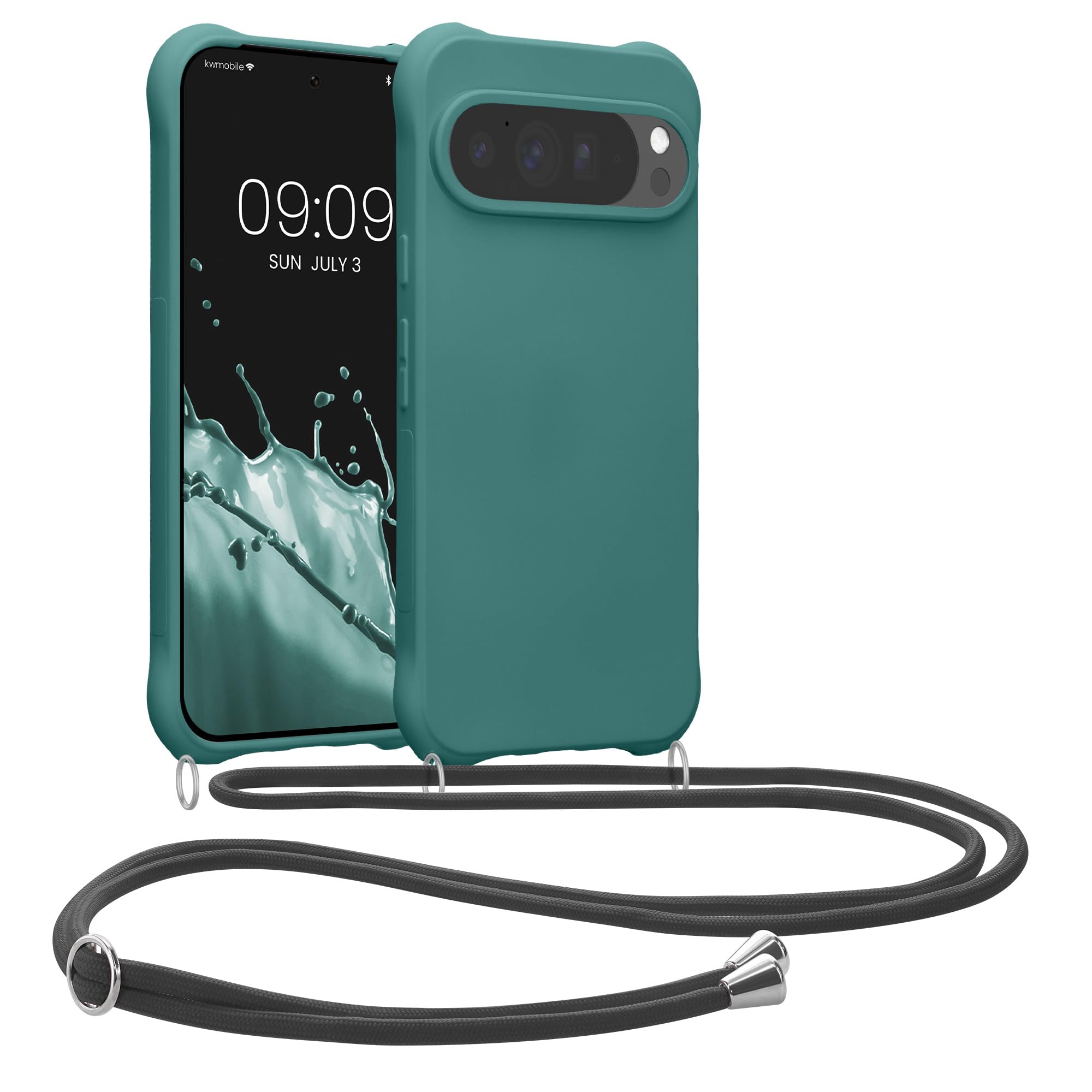 kwmobile Etui z naszyjnikiem kompatybilne z Google Pixel 10 Pro XL - Silikonowe etui z obrożą naftową
