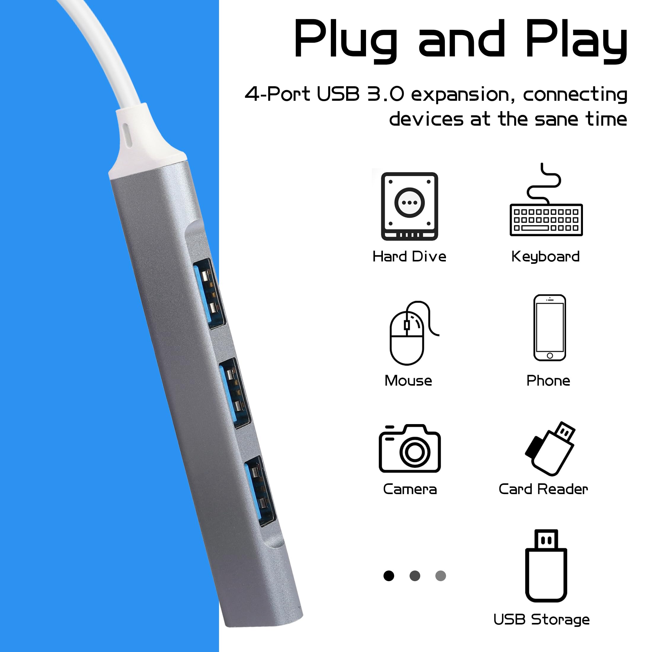 YACSEJAO 3 Port USB 2.0 Splitter 1 zu 3 für Flash Laufwerke, Handy, Festplatte, PC, Laptop usw YACSEJAO 3 Port USB 2.0 Splitter 1 zu 3 für Flash Laufwerke, Handy, Festplatte, PC, Laptop usw