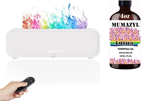 Lotus Essential Oil 4 Fl Oz 120ML and Essential Oil Diffuser, Flame Humidifier Diffuser, for Halloween Thanksgiving Day Christmas New Years Day Gifts