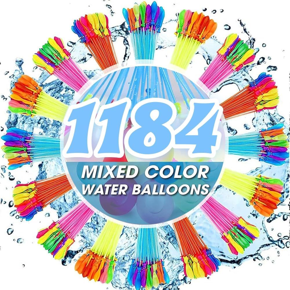 Summer Water Toys Magical Quick Fill Water Balloons for Pools and Water Companions 1184 Balloons (BG)