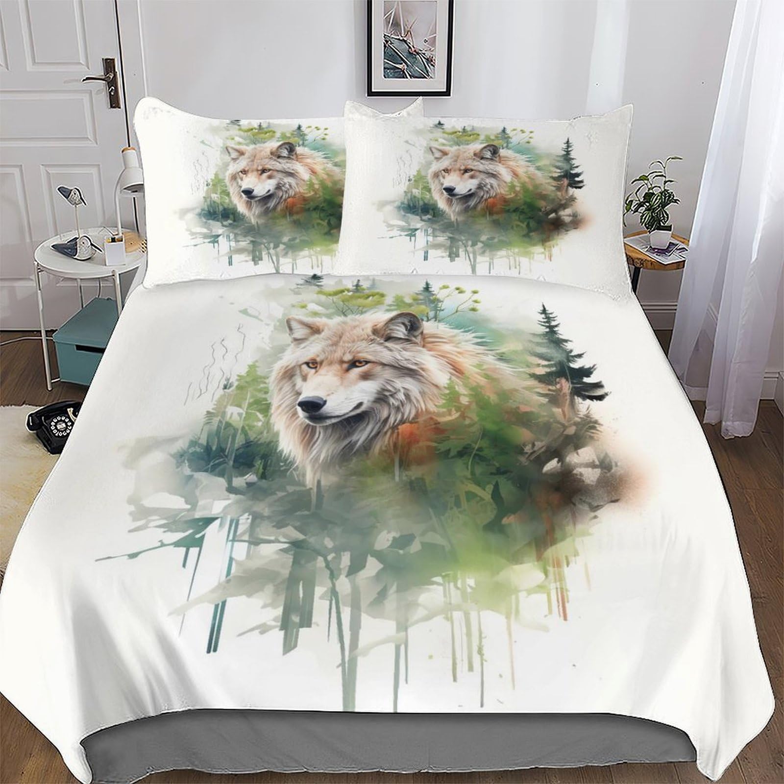 Housse de couette loup finie la couette qui glisse grâce au zip parure microfibre 220x240