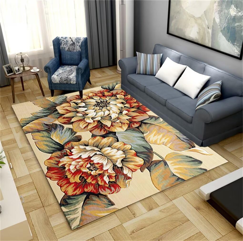Tapis de sol pour bébé grand format 300x400cm avec motif floral rouge