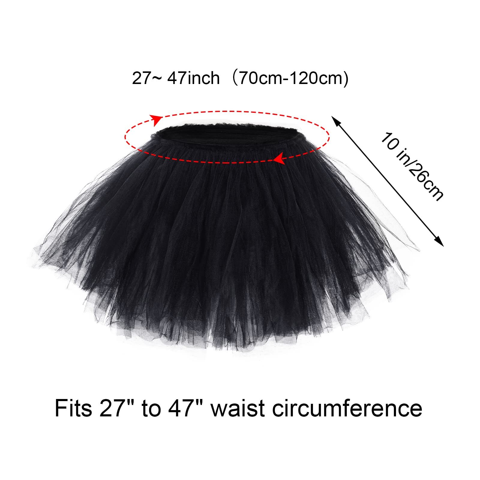 hoyuwak 2er-Pack Tutu-Tüllrock für Damen, 5-lagig, dehnbar, flauschig, für Erwachsene, Tanzrock für 80er-Jahre-Ballerina-Party, Kostüm