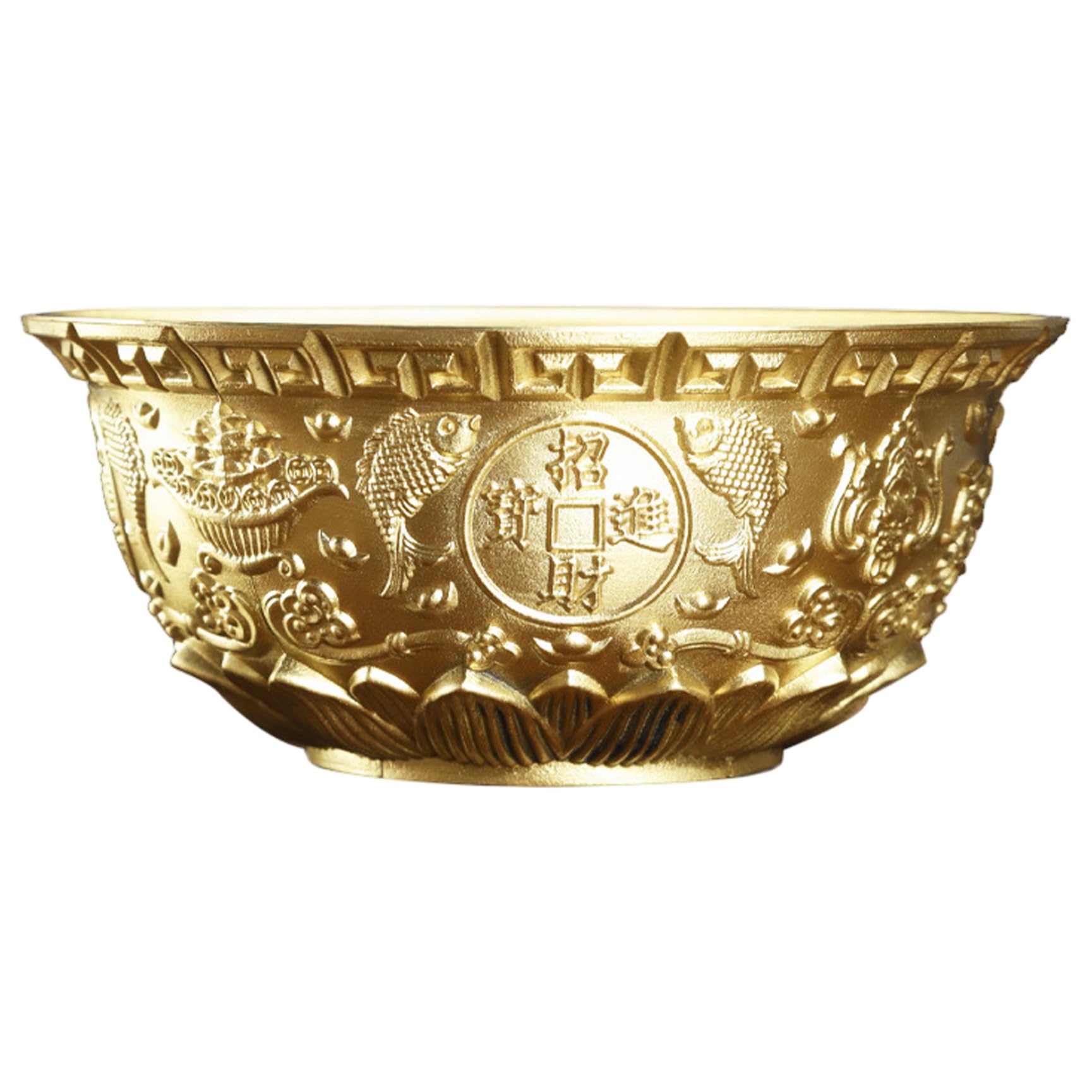 Bol de prospérité Feng Shui laiton doré aimant à richesse et chance bureau 12cm