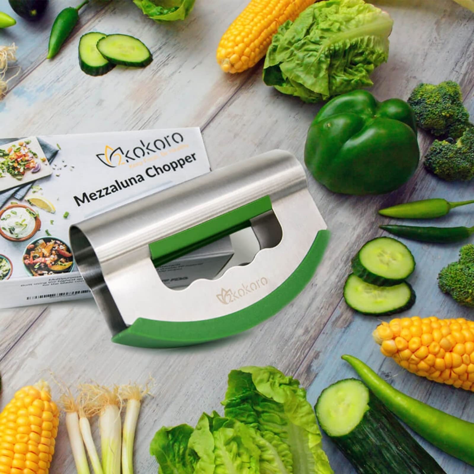 Buy 2Kokoro Mezzaluna Salad Chopper Double BladeStainless Steel Rocker