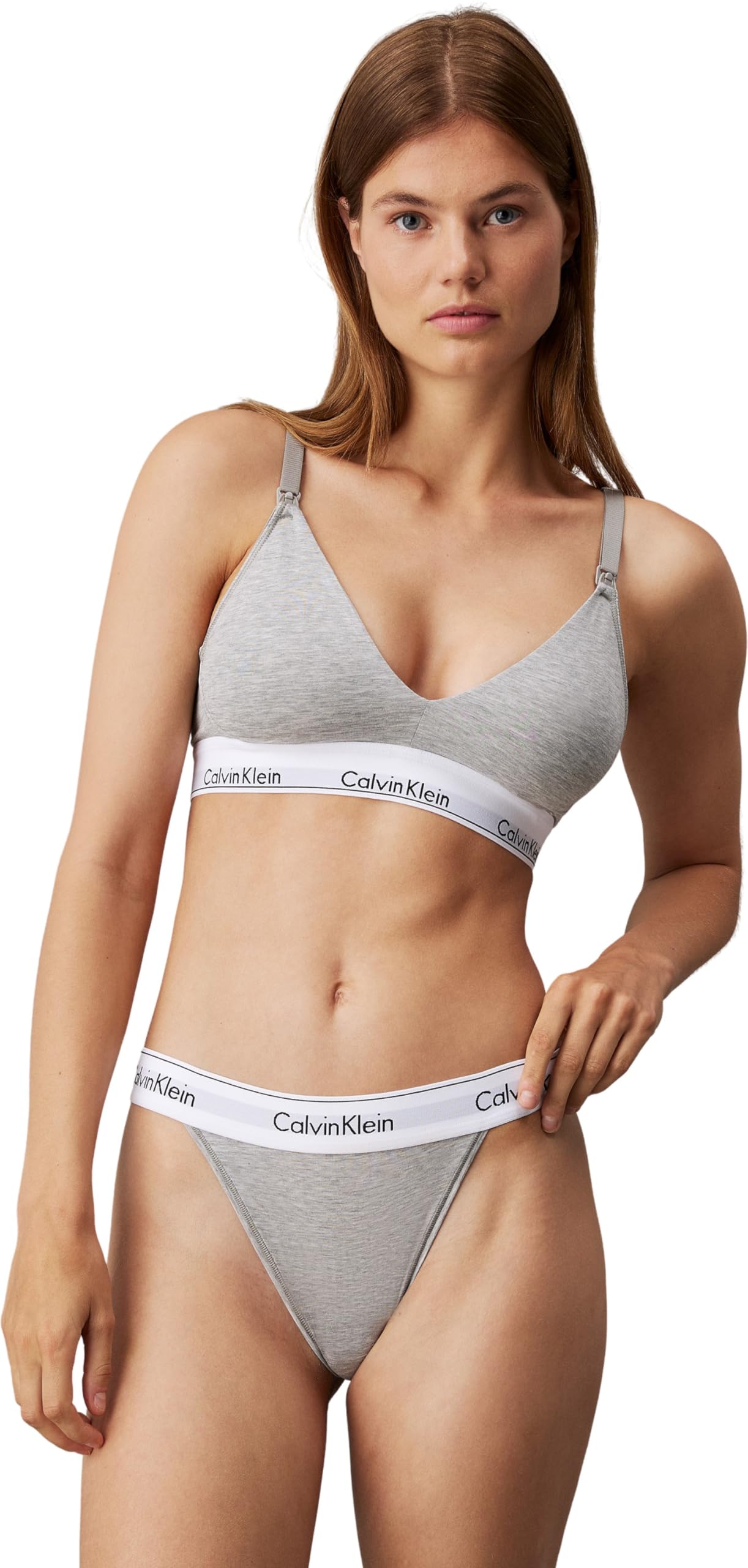 Calvin Klein Women High Leg Tanga Stretch, Grey (Grey Heather), XS