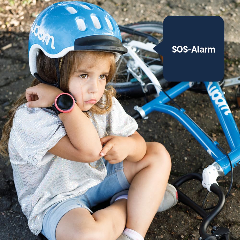ANIO 6 Kinder-Smartwatch - mit GPS Tracker & SIM, Anrufe, Nachrichten, SOS, Schulmodus, Schrittzähler - ohne SIM-Karte, Hibiscus