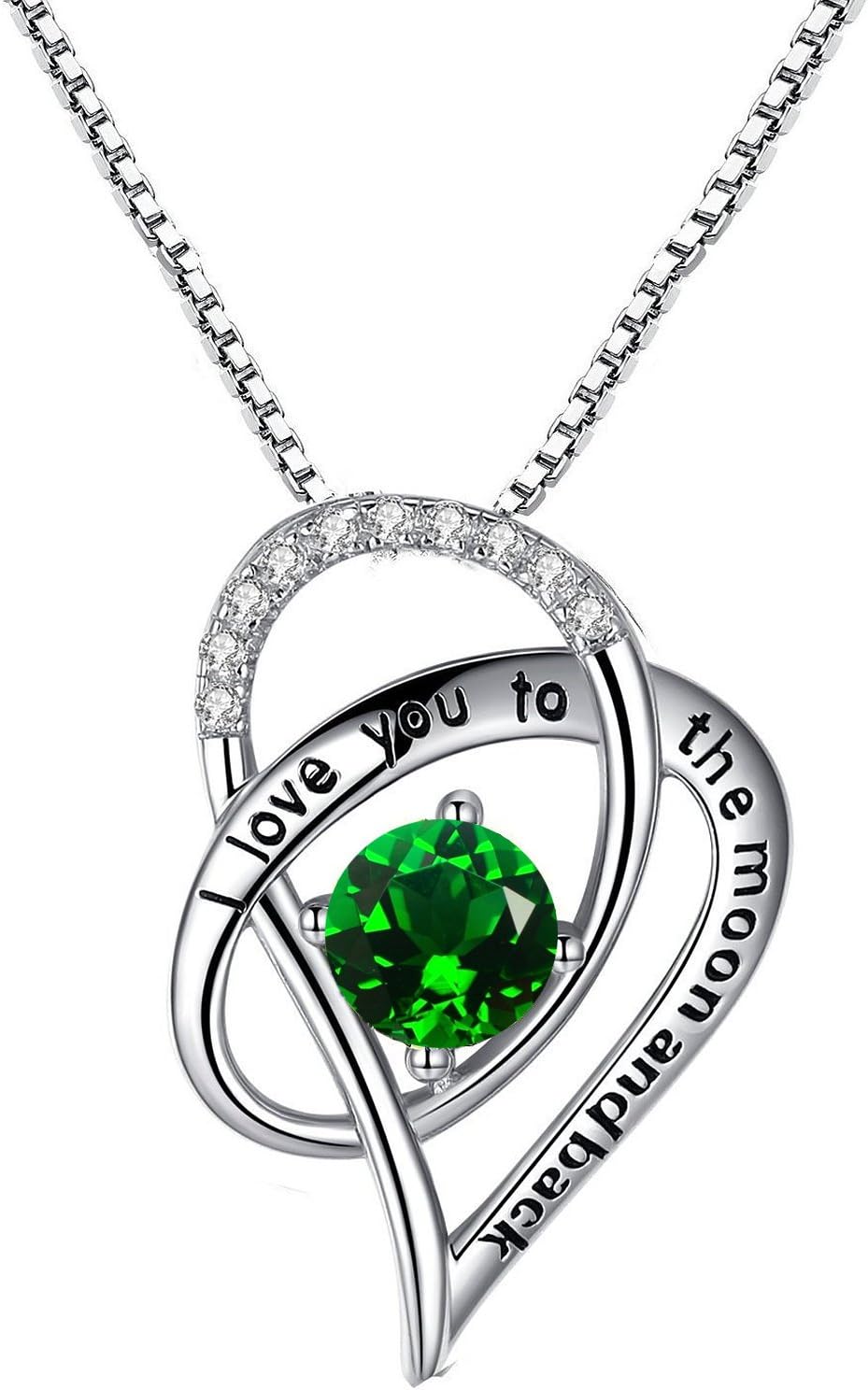 Sterling Silver I Love You To The Moon and Back Love Heart Pendant Necklace With Love Card