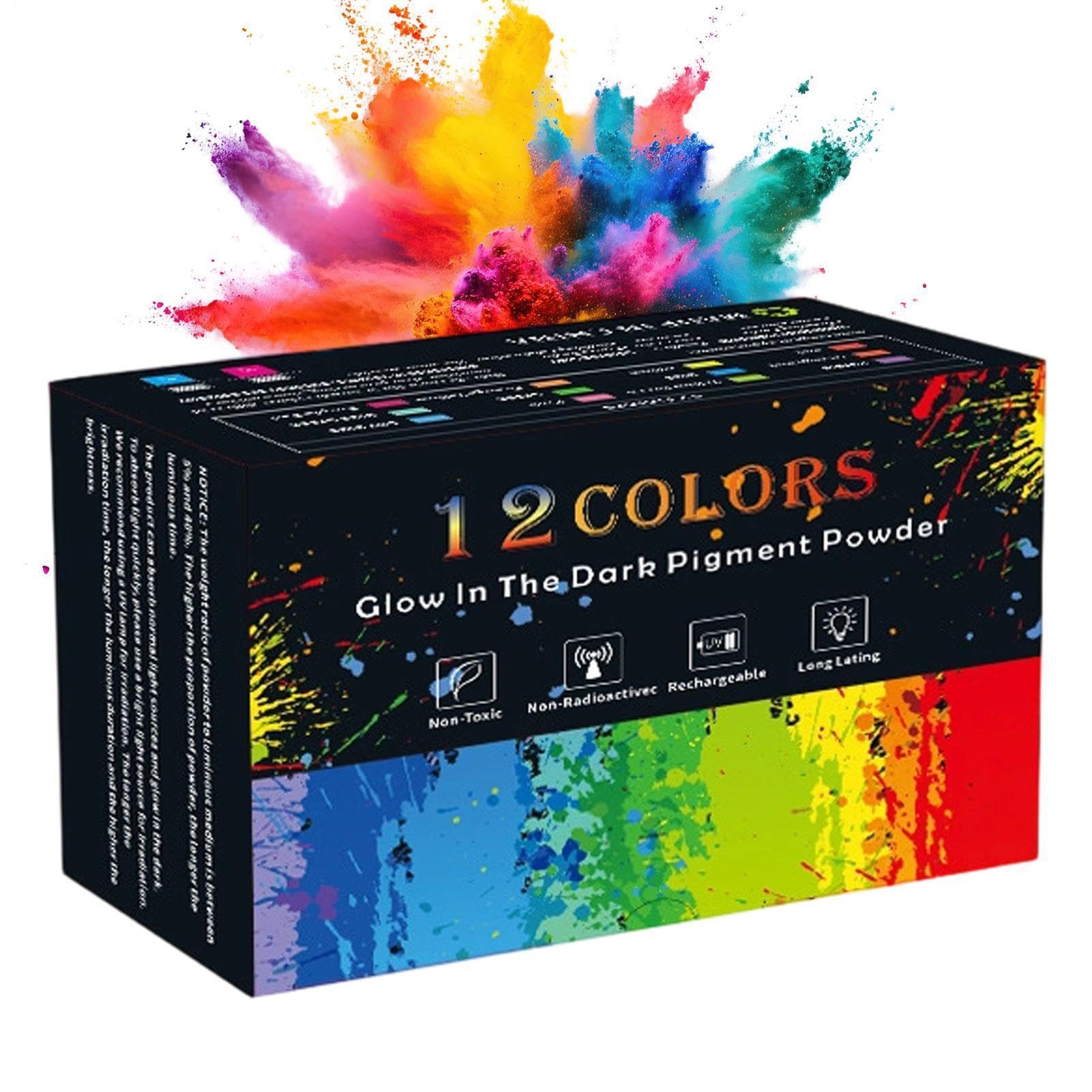 Pigmento Fosforescente Notturno 12 Colori Pittura Fluorescente Per Arte E | Pigmento Artigianale Fosforescente Notturno Per Arte, Feste, Laboratori, Scuola, Casa, Esterno, Viaggio, Hal