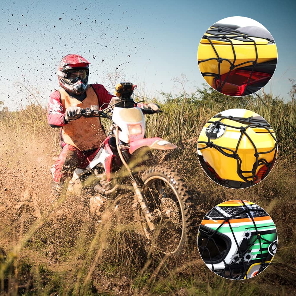 2 Reti Ragno Elastiche Per Moto 30x30cm - Per Serbatoio, Caschi E Bagagli, In Gomma Resistente - Foto 8