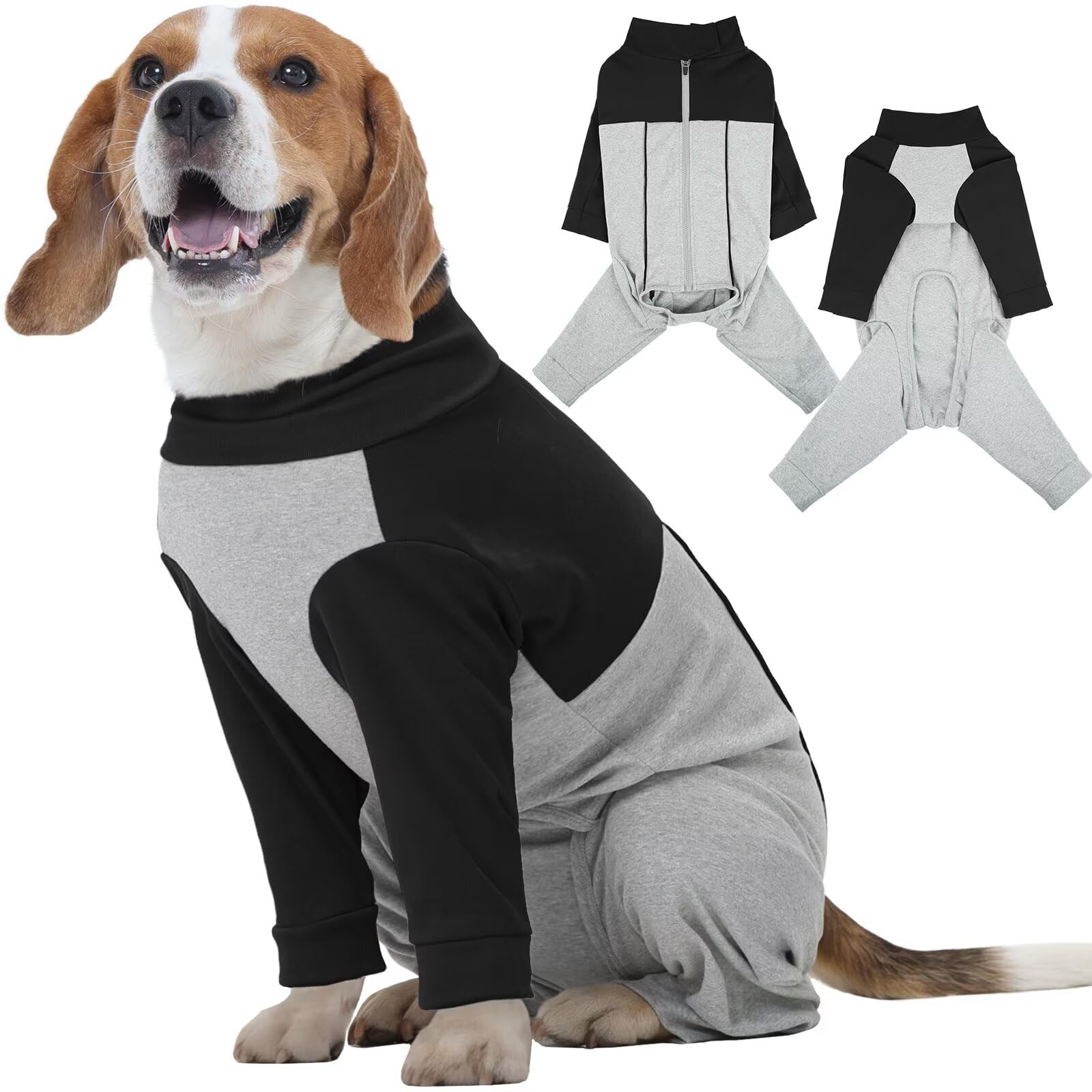 IECOii Hunde Overall,Hund nach OP,Hautschutz Hund,Alternative Halskrause Hund,Leckschutzanzug,Narbenschutz nach Operation,nach Wundverschluss,Haarschutz für Zuhause,Innenbereich,schwarz M