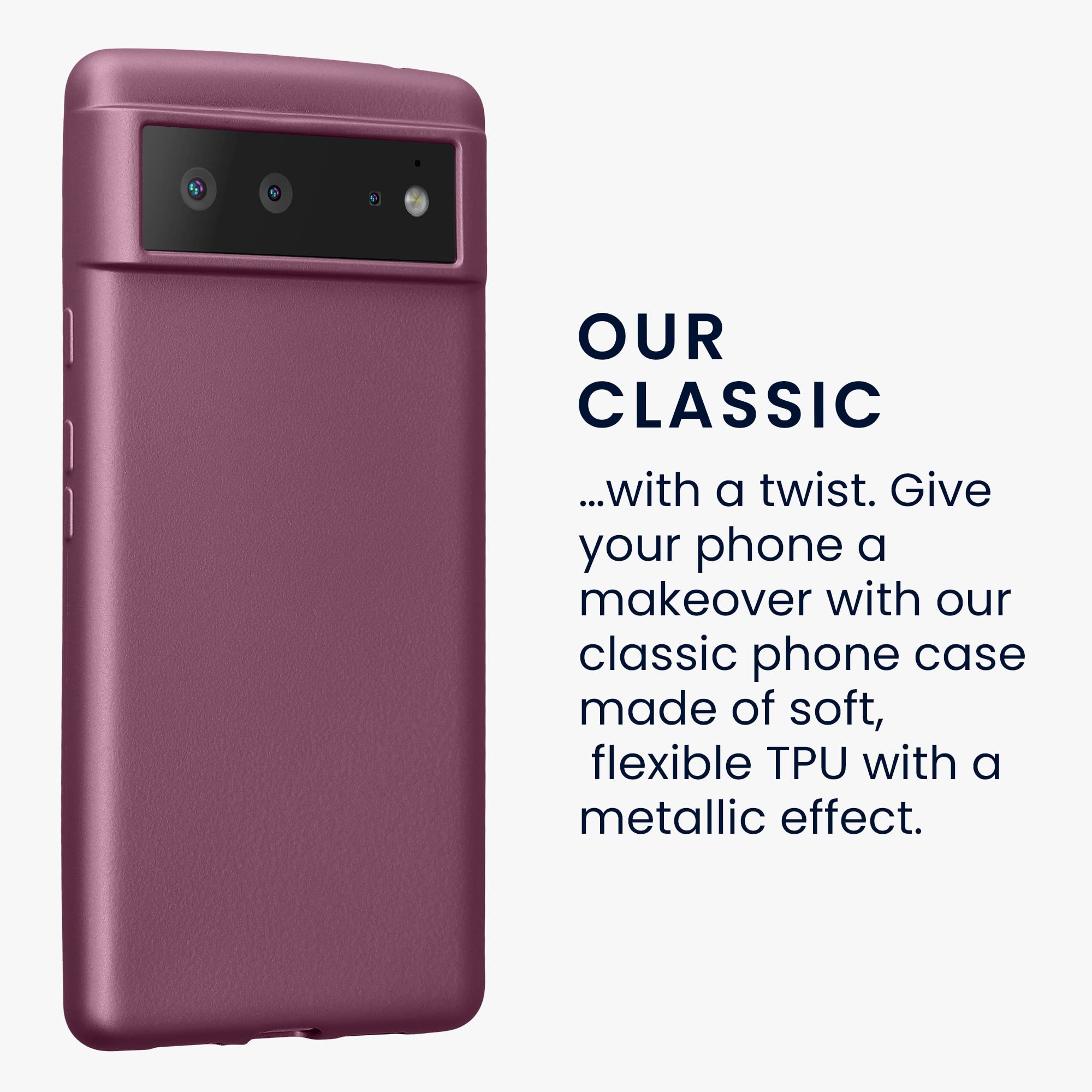 Custodia Kwmobile Per Google Pixel 6 – Cover Morbida In TPU Effetto Metallizzato, Colore Lavanda Metallizzato, Antiscivolo - 2