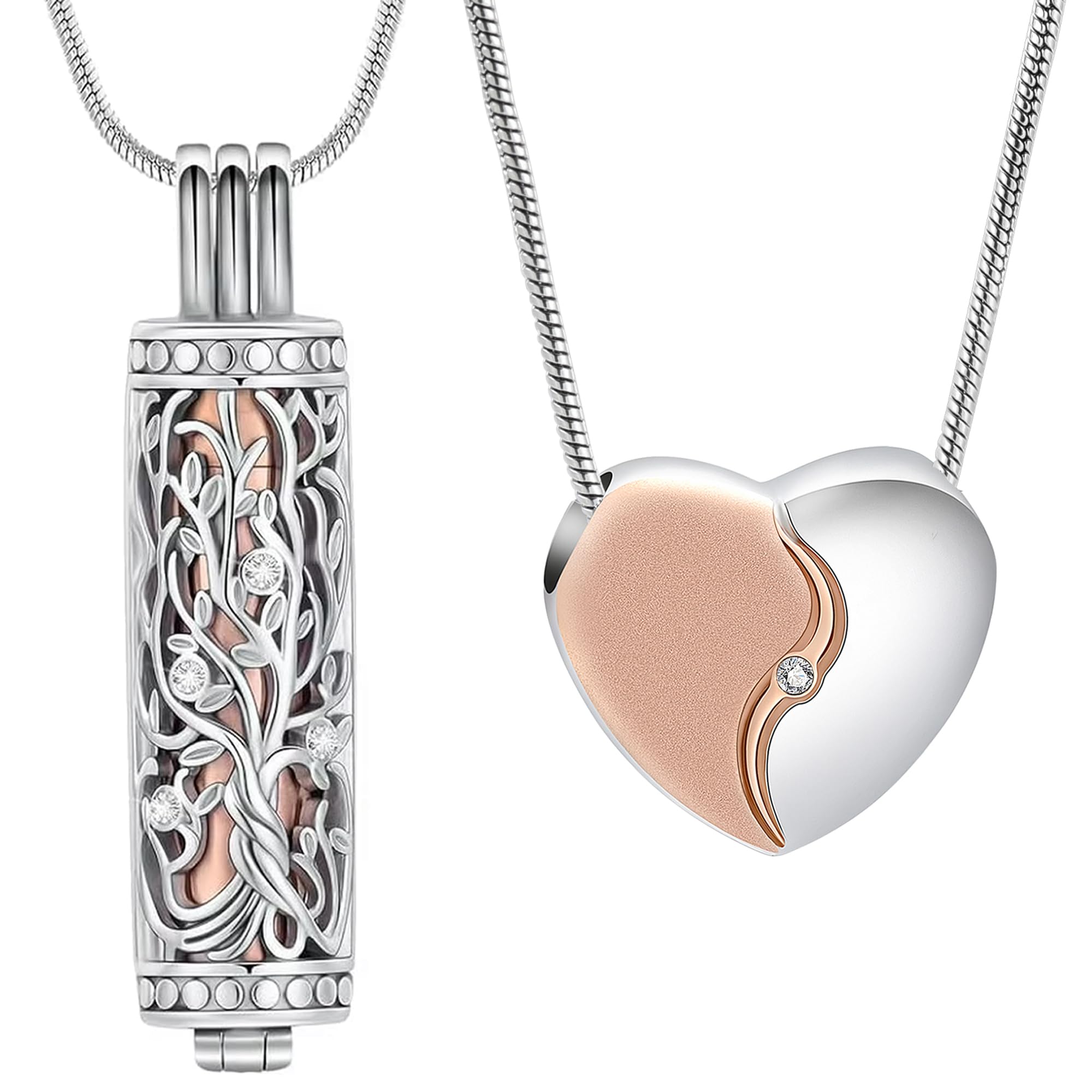 Collar de urna de árbol de la vida con forma de corazón para cenizas humanas, pelo o tierra, acero inoxidable, recuerdo y contenedor de cenizas