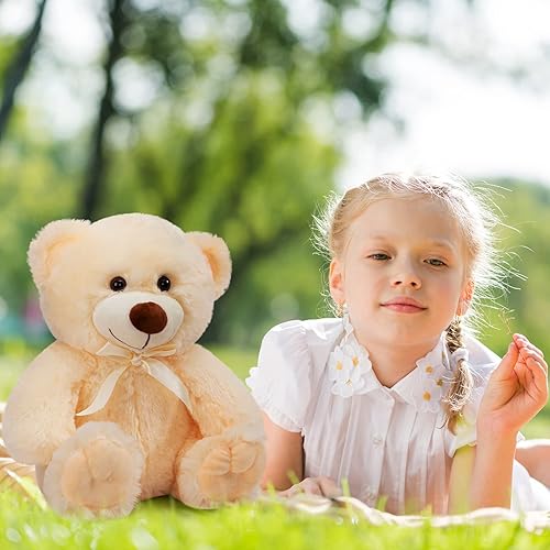 Miniatura 2 de Oso de peluche súper color, juguete de peluche para niños, novia, familia, felicitaciones, baby shower, cumpleaños, beige, 14 pulgadas