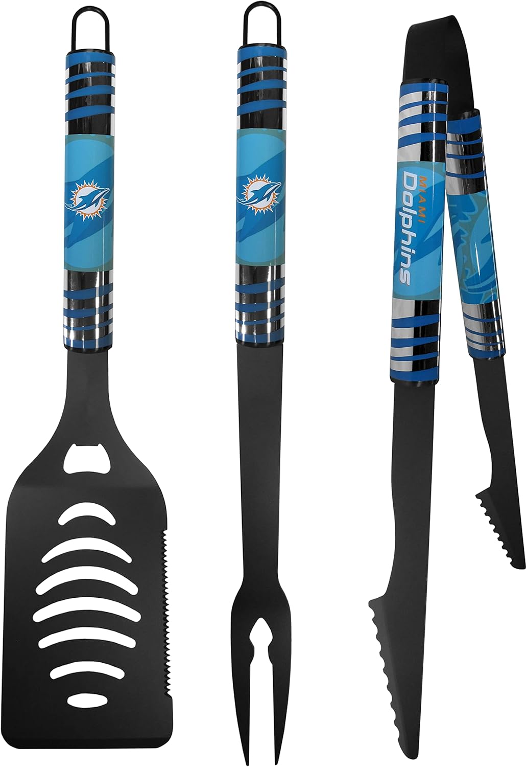 Siskiyou Sports NFL Miami Dolphins 3 pc Black Tailgater BBQ Set, One Size