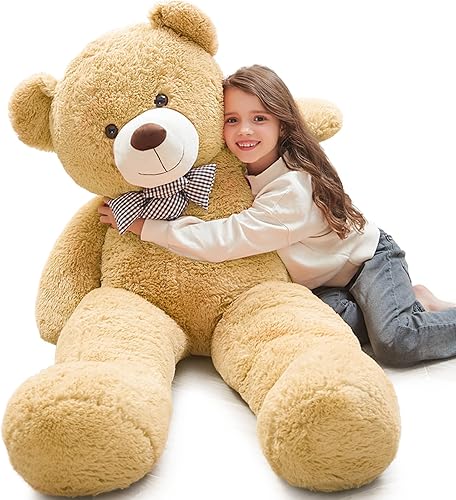 MorisMos Oso de peluche gigante, oso de peluche grande para niños, oso marrón de tamaño real para novia, Navidad, día de San Valentín, 55 pulgadas