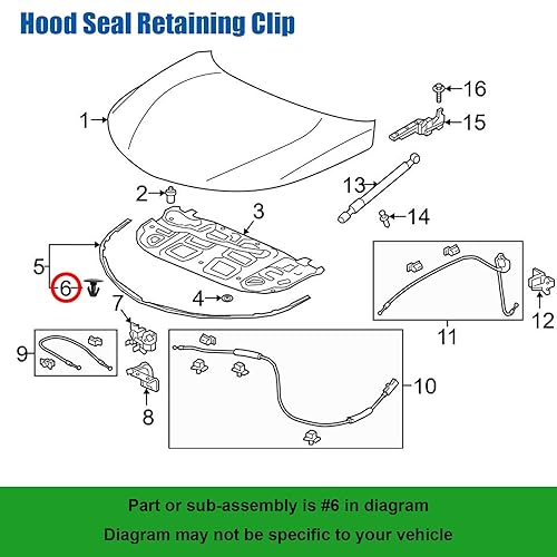 Miniatura 3 de OAUTOO Clip de retención de sello de puerta y capó 91518-S10-003 para Honda Accord Civic Odyssey Pilot Ridgeline, Acura MDX RDX RL TSX 1999-On