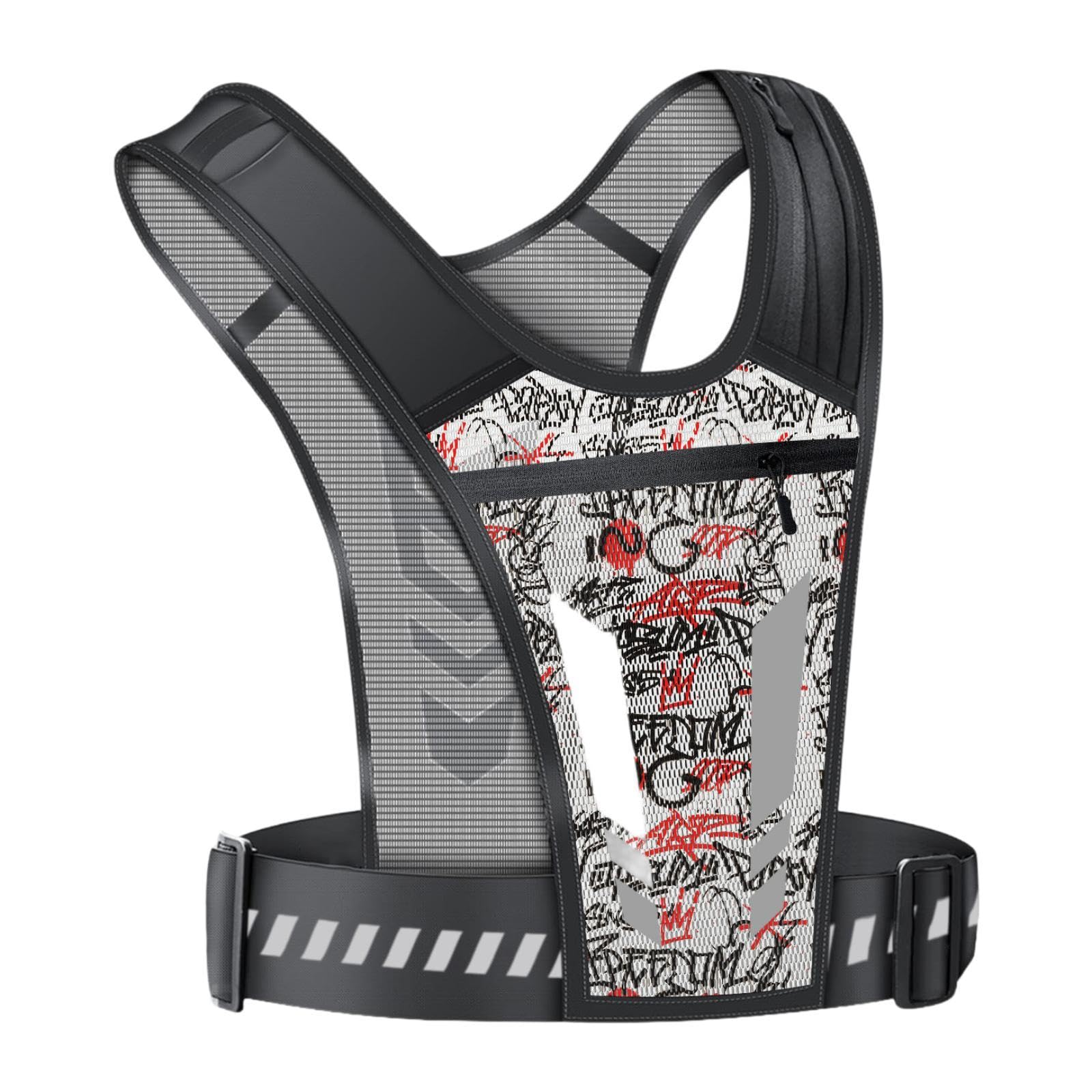 LOOM TREE® Running Vest with Reflective Strips Chest Bag Chest Phone Holder for Workout Black Red | Fitness Running & Yoga | Clothing & Accessories | Safety & Reflective Gear-image-27