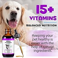 Vista 2 de Gotas multivitamínicas para perros 15 en 1 Multivitamínico líquido con glucosamina, MSM y Omega para la salud de las articulaciones, el corazón