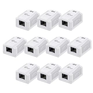 [UL 등록] Cable Matters 10팩 1포트 Cat6 RJ45 표면 마운트 박스, 화이트, 1포트 Cat6 이더넷 벽 마운트 박스, 110 펀치 다운 터미네이션 포함