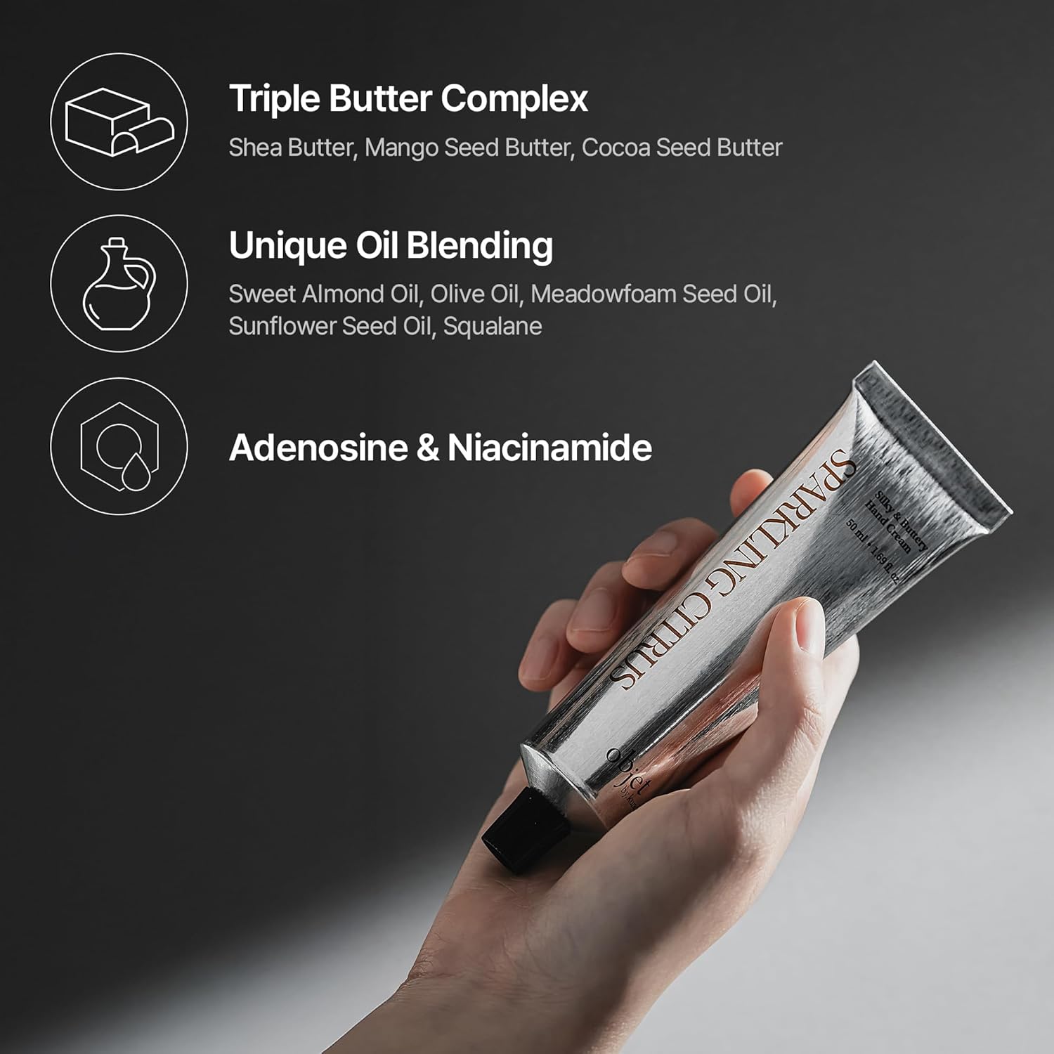 KUNDAL object Triple Butter Complex Hand Cream, Firming Care with Niacinamide and Adenosine, Sweet Almond Oil for Dry, Cracked Hands, Colorant-Free, Crushed Cherry, 50ml - Image 3