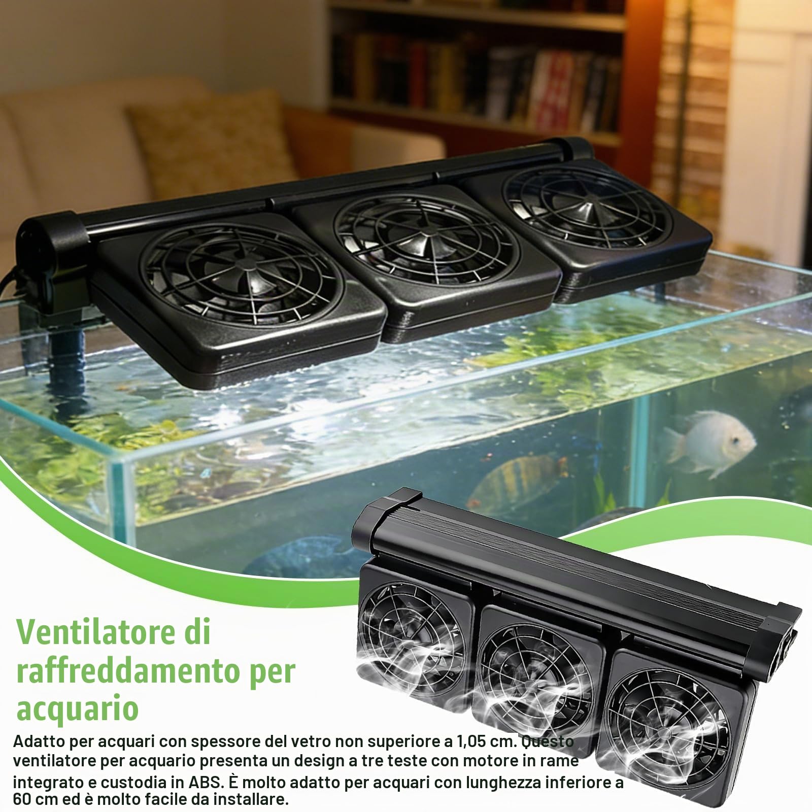 PORFOYO Ventilatore per Acquario 7.2w: 5 velocità Regolabili Ventola di Raffreddamento per Acquario, Clip Aquariumventilator con Timer per Acquari D’Acqua Dolce E Marina (3 Ventilatore)