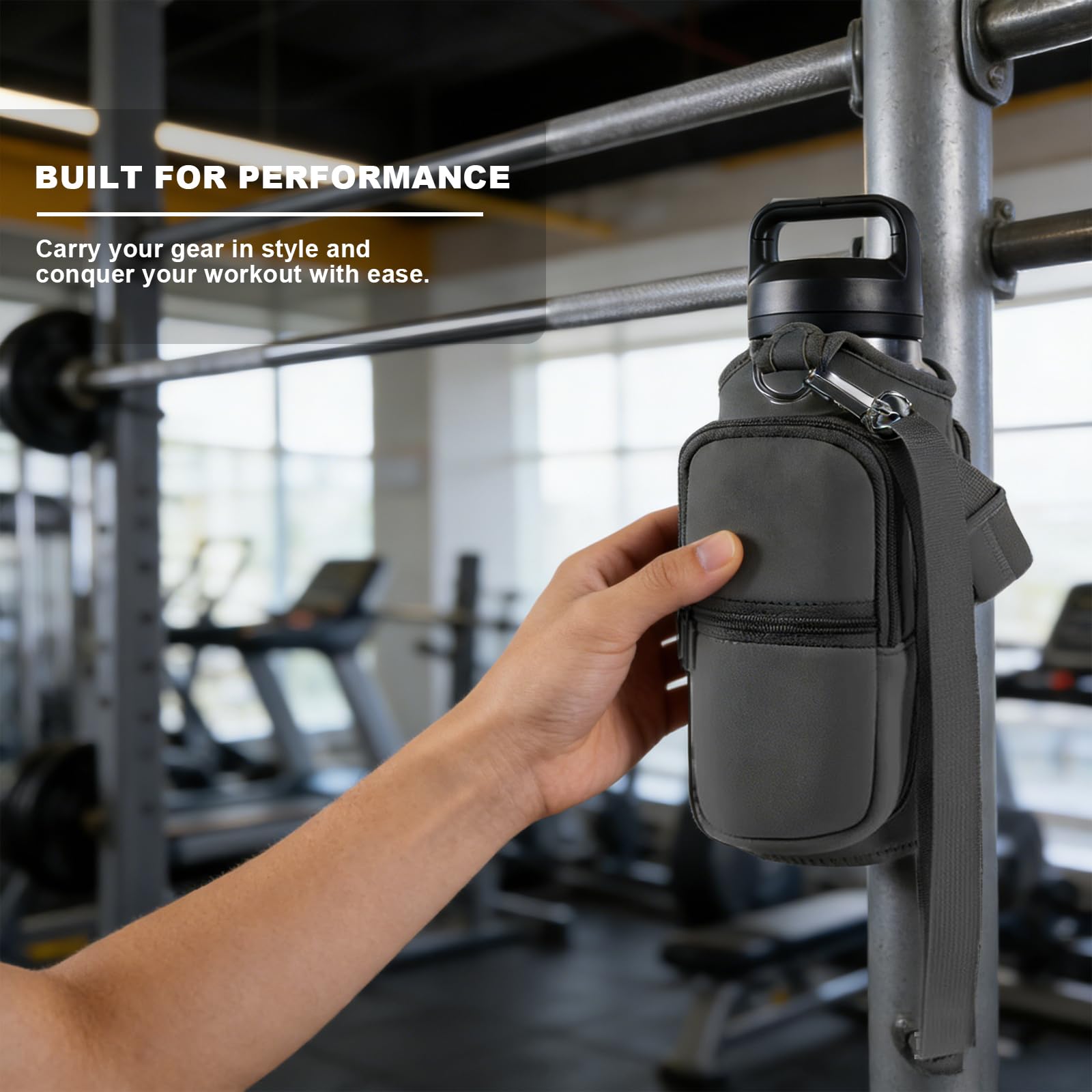 Bolsa Gimnasio Magnética, Portabotellas con Bolsillo para Teléfono, Bolsa Deportiva Portátil con Correa Ajustable, Accesorios de Gimnasio para Hombre y Mujer, Mantiene Botella al Alcance