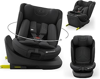 Kinderkraft I-GROW 2 PRO Kindersitz 0-36 kg, I-SIZE 40-150 cm, 360 grad drehbar, Kinderautositz mit Isofix station, FWF und RWF, Verstellbare Kopfstütze/Rückenlehne mit Liegeposition, Schwarz