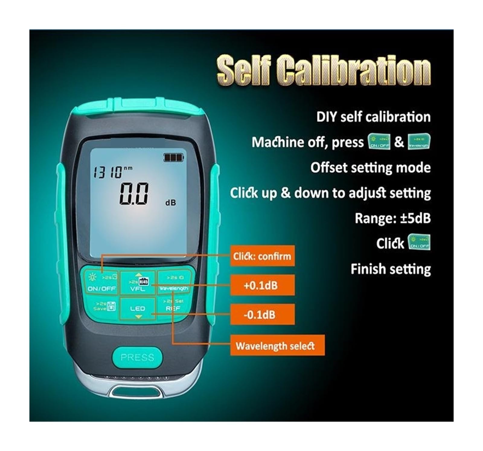 Miernik mocy optycznej, Wysokiej precyzji miernik mocy MT-7616 4 w 1 wielofunkcyjny optyczny tester piórkowy, tester awarii odłączonego kabla(MT-7616 30mW)