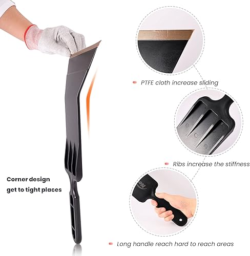 Miniatura 3 de NEWISHTOOL Herramientas de tinte de ventana, kit de rasqueta niveladora, raspador de paleta negra de boca ancha y fregador con almohadillas de