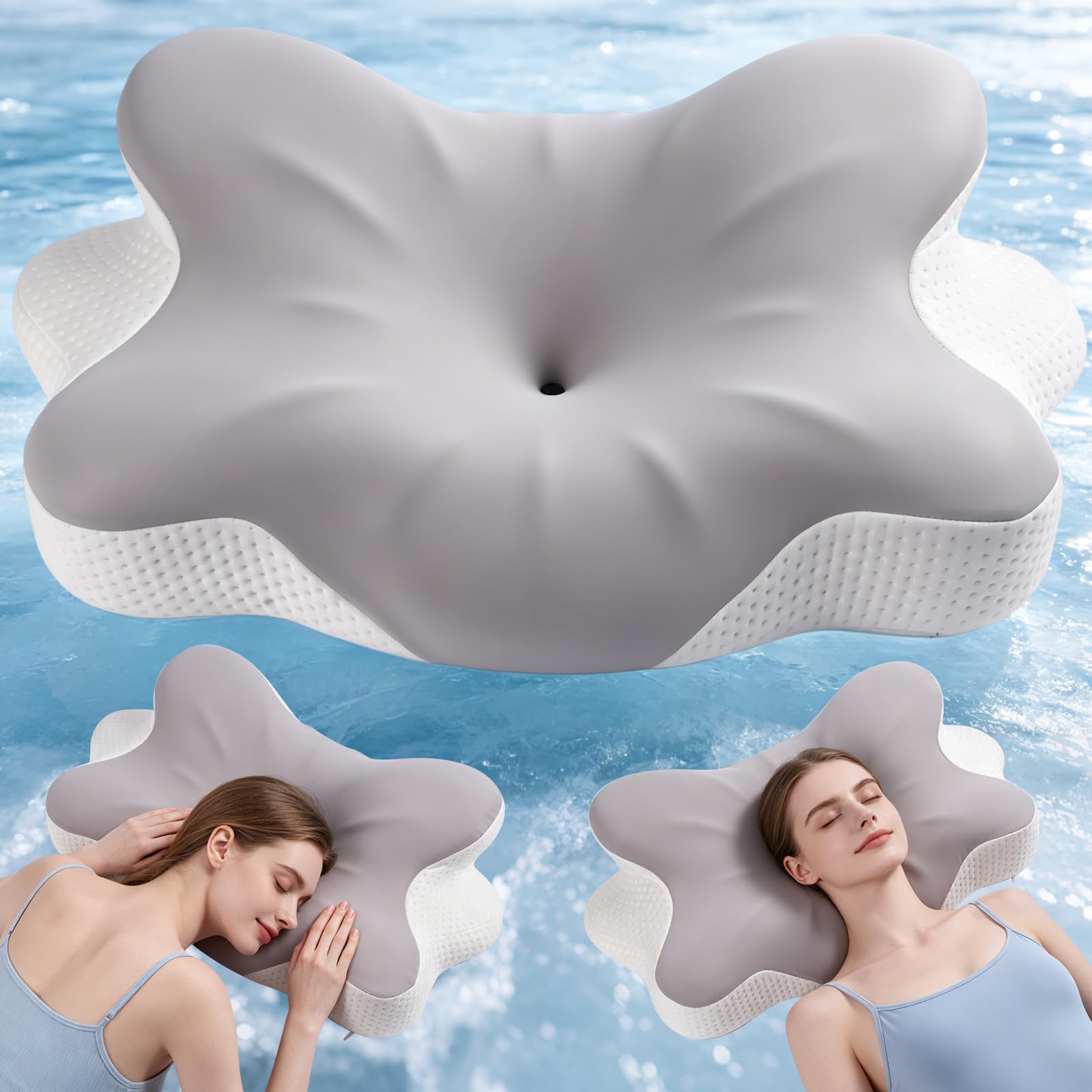 Poduszka pod kark w kształcie chmury, ergonomiczna poduszka pod głowę z pianki z pamięcią kształtu, ortopedyczna poduszka dla osób śpiących na boku, plecach i brzuchu, poduszka podpierająca