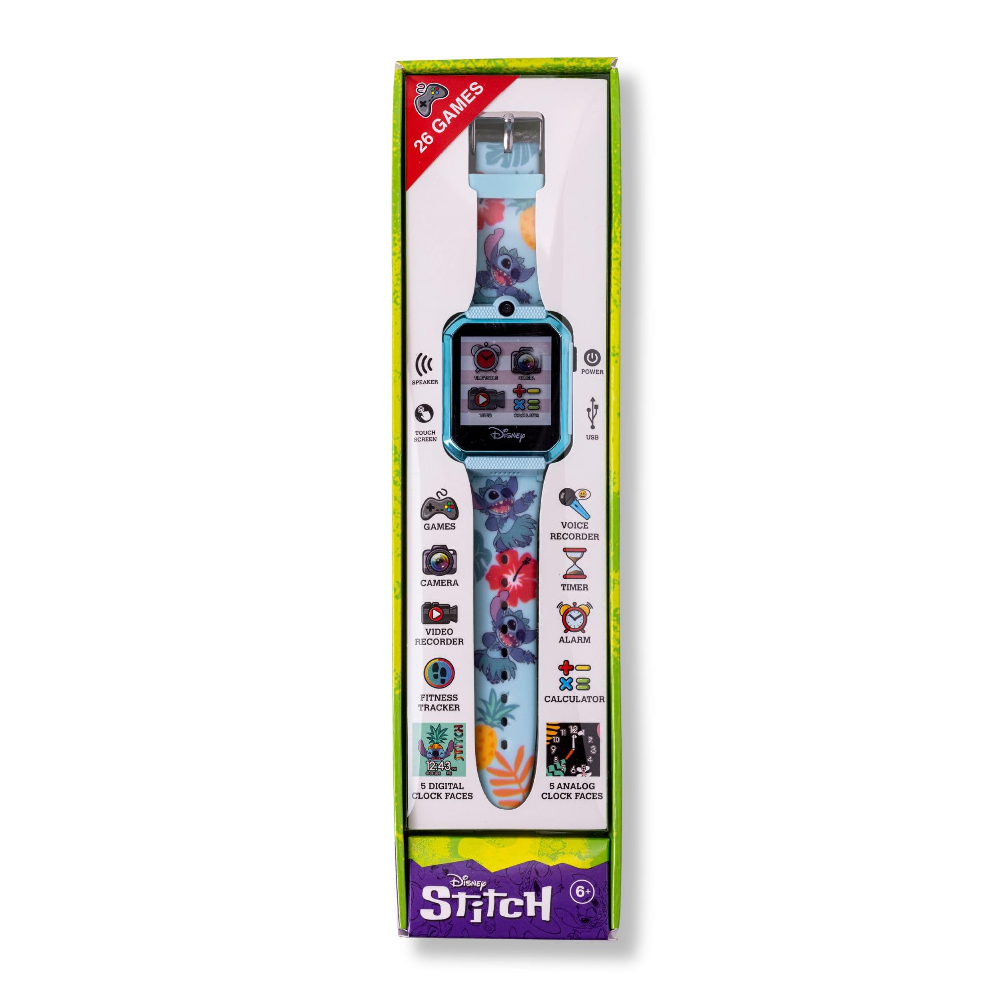 Stitch Kids - Reloj Digital Interactivo con Correa de Silicona Ajustable con cámara, Caras de Reloj, Juegos Divertidos, Alarma, cronómetro, Temporizador, calculadora y Mucho más