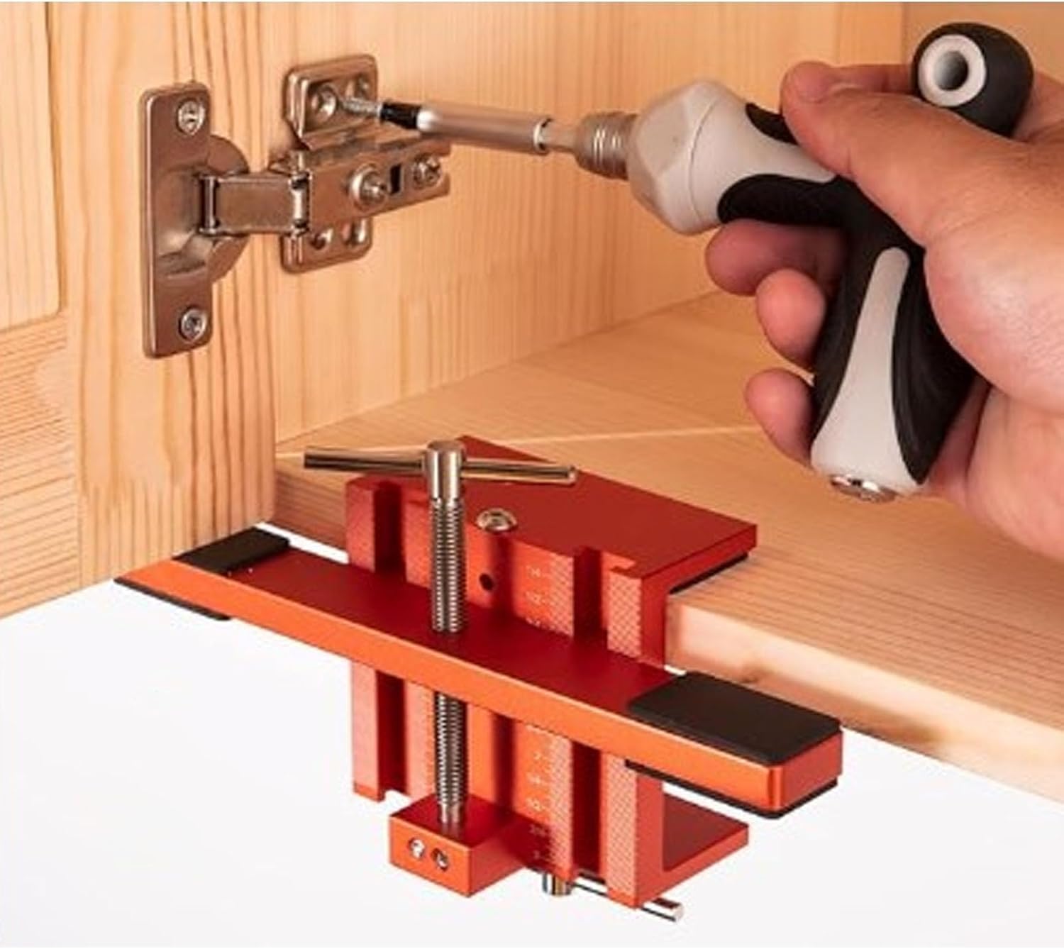 Cabinet Door Mounting Jig Aluminum Alloy with Support Arm and Clamp - Precise Leveling, One - Handed Installation for Kitchen and Bathroom Cabinets