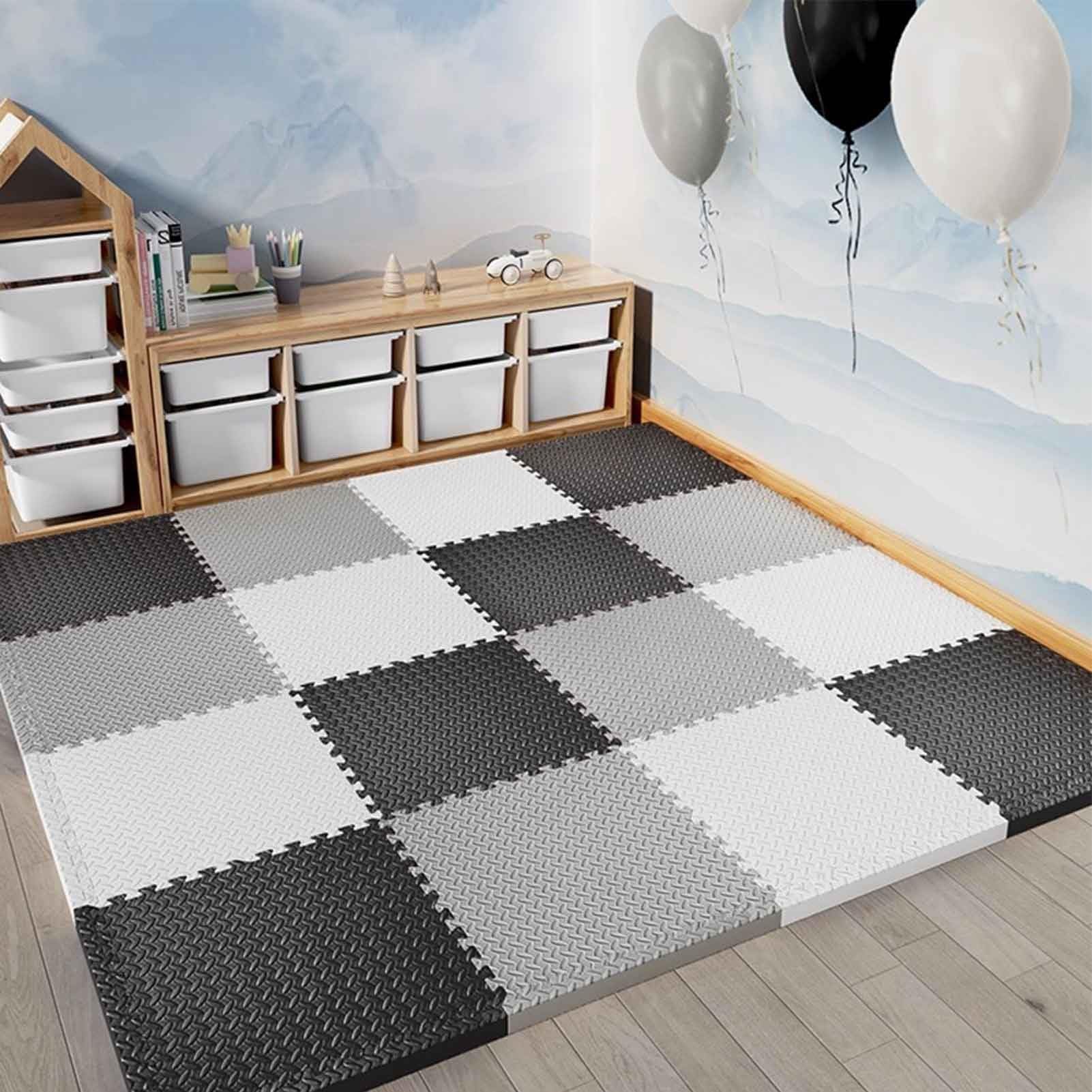 60x60cm Foam Puzzle Play Mat 20 Pieces Interlocking Floor Tiles for Home Gym Bedroom Crawling Mats 2 5cm
