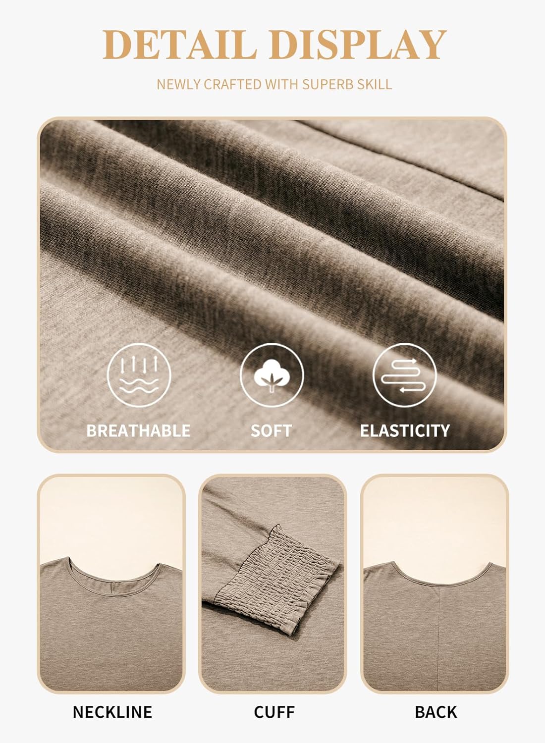 Eytino Plus Size Tops for Women Crew Neck 3/4 Sleeve T-Shirts Loose Casual Solid Basic Business Tees Blouses(1X-5X) - Image 5