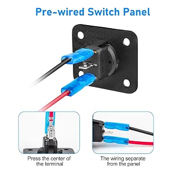 Linkstyle 12V Switch Panel, 20A SPST Round Toggle ON/OFF Switch with Blue & Red LED for Car Boat RV Marine Truck Camper, 2 Pack