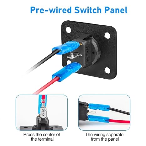 Linkstyle 12V Switch Panel, 20A SPST Round Toggle ON/OFF Switch with Blue & Red LED for Car Boat RV Marine Truck Camper, 2 Pack