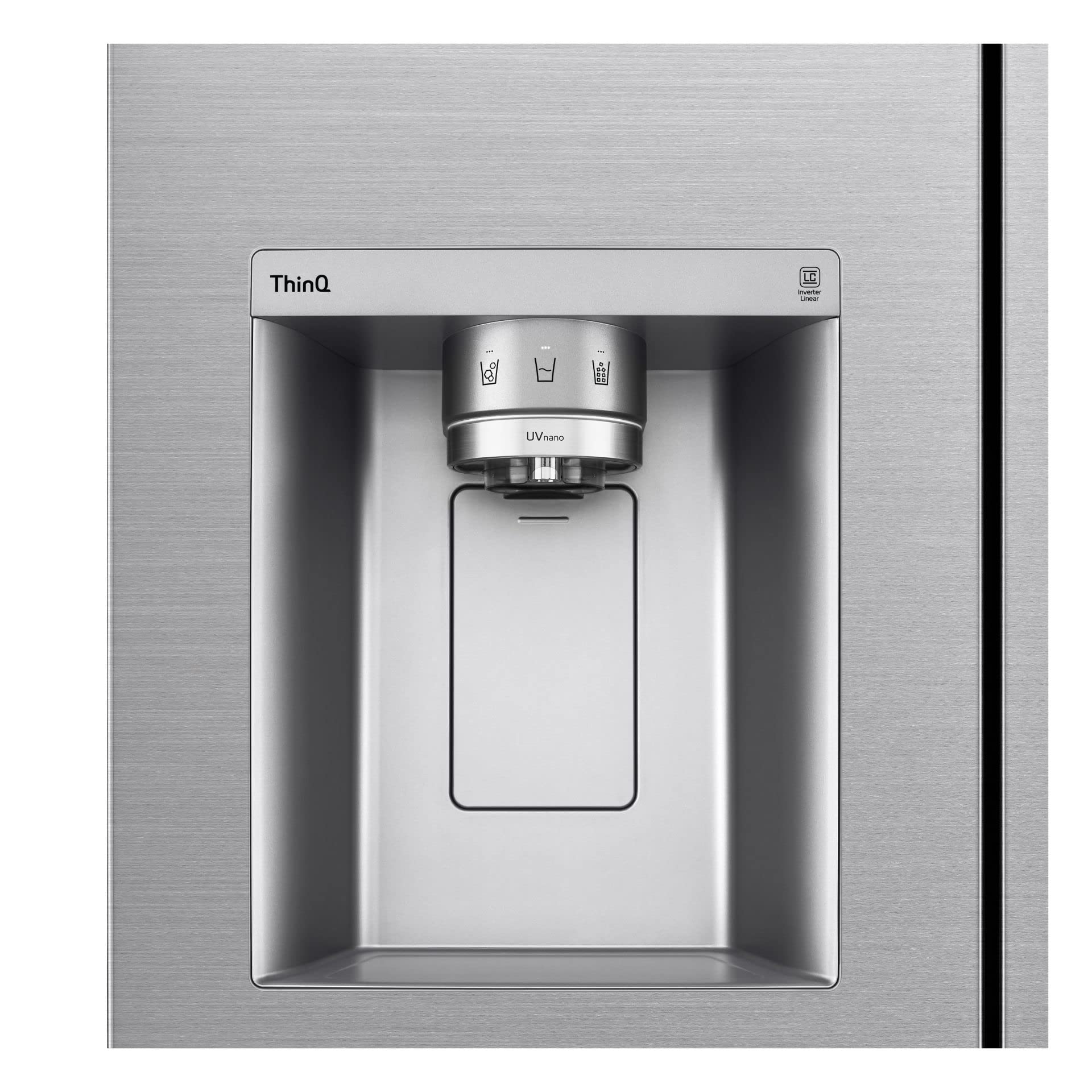 LG GSLV90PZAE Frigorifero Americano Side by Side Total No Frost con Congelatore, 635 L, Dispenser Acqua e Ghiaccio UV Nano, Door Cooling, Linear Cooling - Frigo Smart con Wi-Fi e Freezer