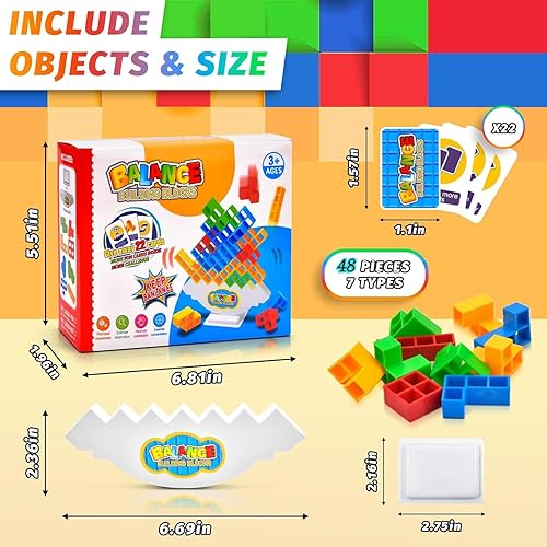 Miniatura 2 de BWBMSOW Juego de 48 piezas de bloques apilables de torre Tetra, juego de rompecabezas de bloques de ataque apilable, juego de torre de equipo de