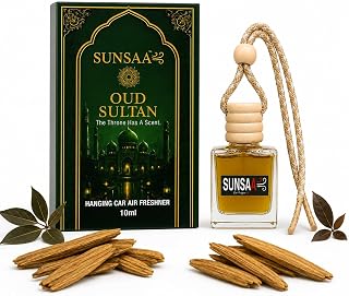 SUNSAA OUD SULTAN Car Perfume Hanging Air Freshener 10 ml | Premium Car Freshener with Essential Natural Oils | Long Lasti... Price In India
