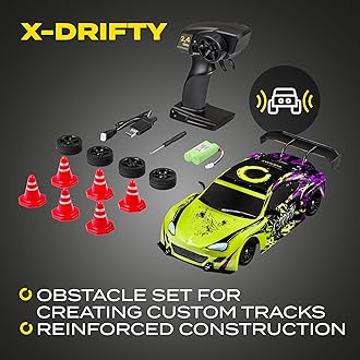 Overmax X-Drifty Pro RC Drift Car for Kids & Adults - 1:16 Scale 4WD High-Speed 20 km/h with Dual Batteries, Customizable Decals, LED Lights, Race & Drift Tires, Durable Design, Ready-to-Run