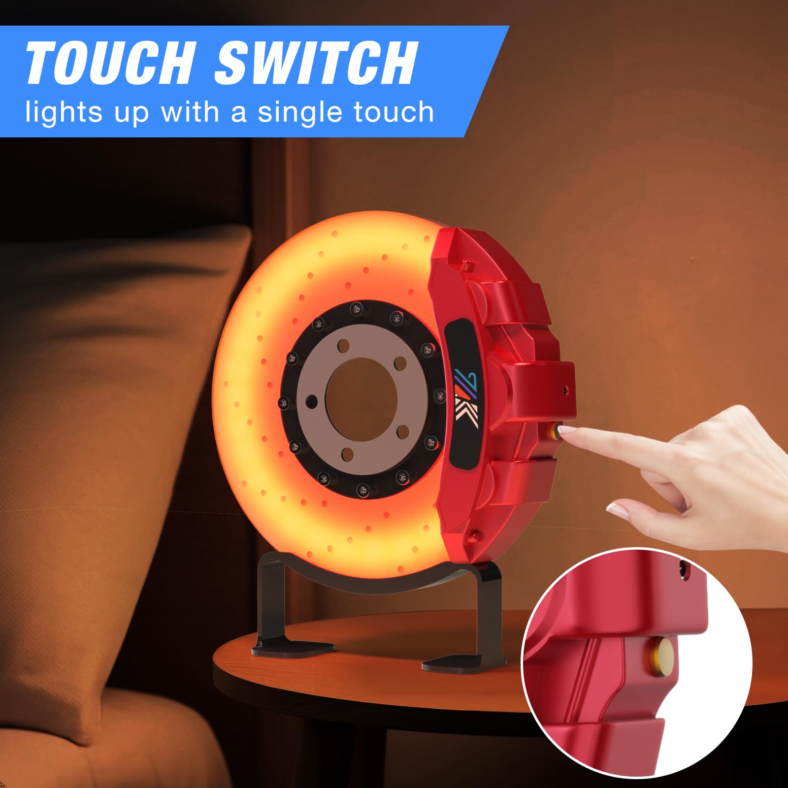 Unique 3D Brake Disc Night Light Rechargeable USB Touch Control Desk Lamp Room Decor Cool Gifts for Car — view 3