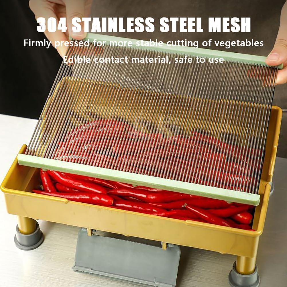 Commercial Vegetable Cutter, Hand-Cranked Vegetable Cutting, with Stainless Steel Blades, 3mm Fine Shreds, Leeks/Coriander/Garlic/Onions, for Home and Restaurant