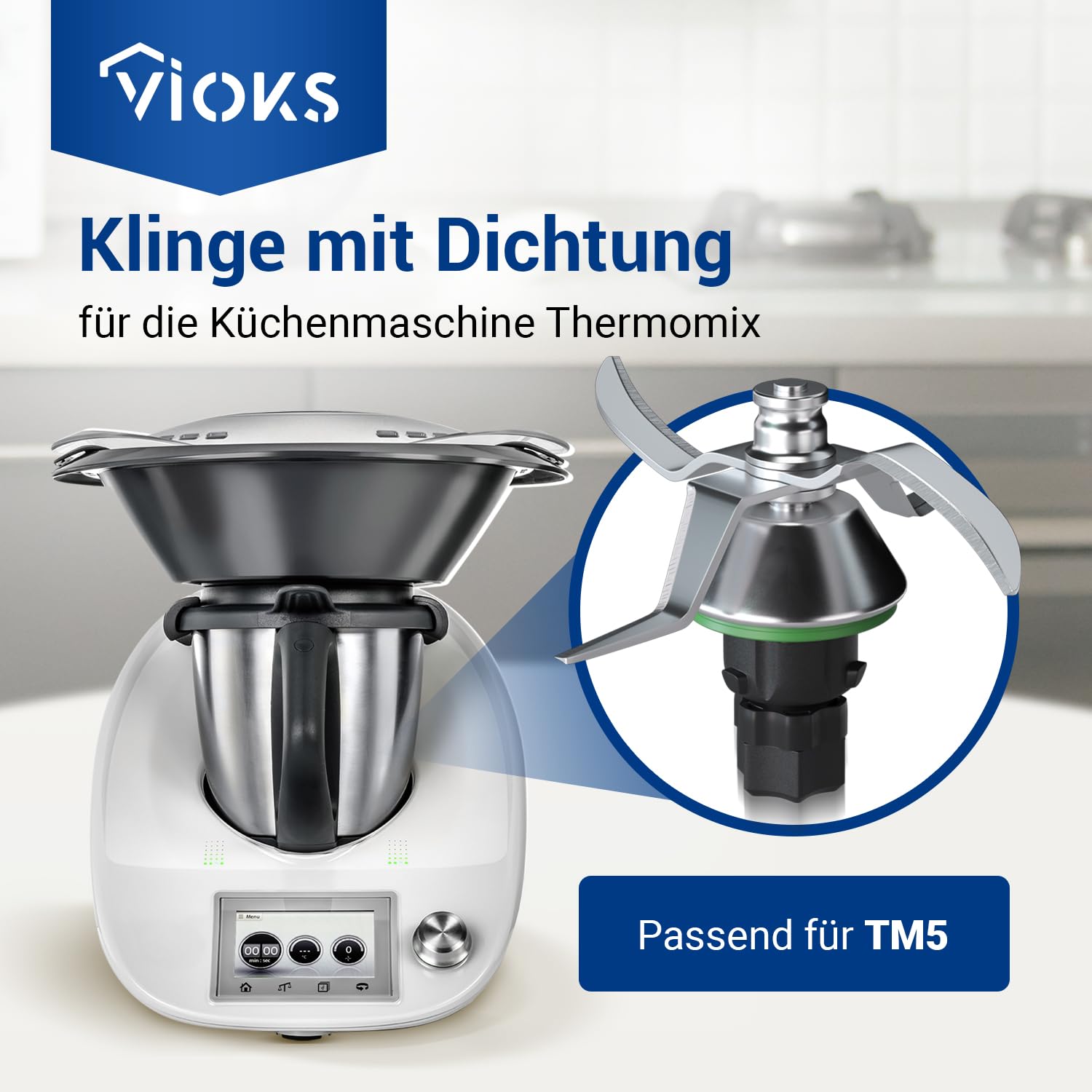VIOKS Alternativ Messer kompatibel mit Thеrmomix TM5 | Ersatzmesser Mixmesser, aus Edelstahl SUS420, für Küchenmaschine