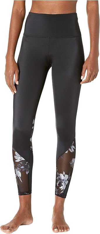 High Waist Floral Mesh Midi Legging 